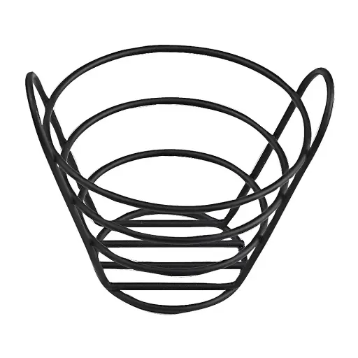 [4-33782] Black Powder Coated Iron Round Wire Bucket Basket, 6 1/4" x 4 1/4"H, GET