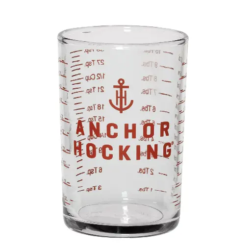 [91016L20] 5 oz. Measuring Glass with Red Print and Graduations, Anchor Hocking