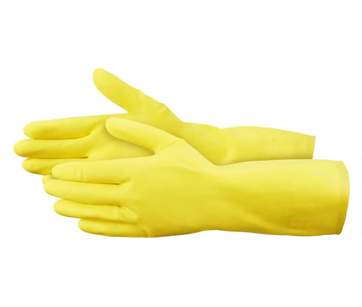 [ECOYWLTX18M] Lavex 12" Yellow 18 Mil Latex Rubber Gloves with Flock Lining - Medium - Pair - 12/Pack