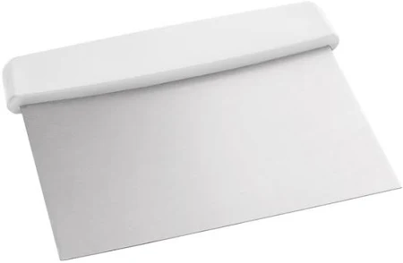 [ECODS64WH] 5 7/8" x 4 1/4" Stainless Steel Dough Cutter / Bench Scraper with White Plastic Handle
