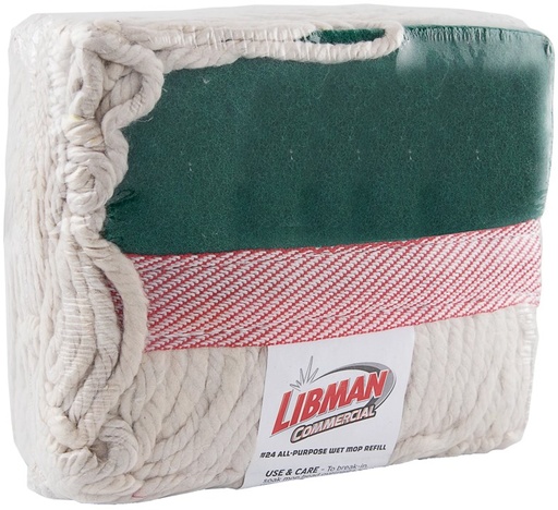 [1828012] Libman #24 Wet Mop Head with Scrub Pad - Cut-End Cotton Brick Pack